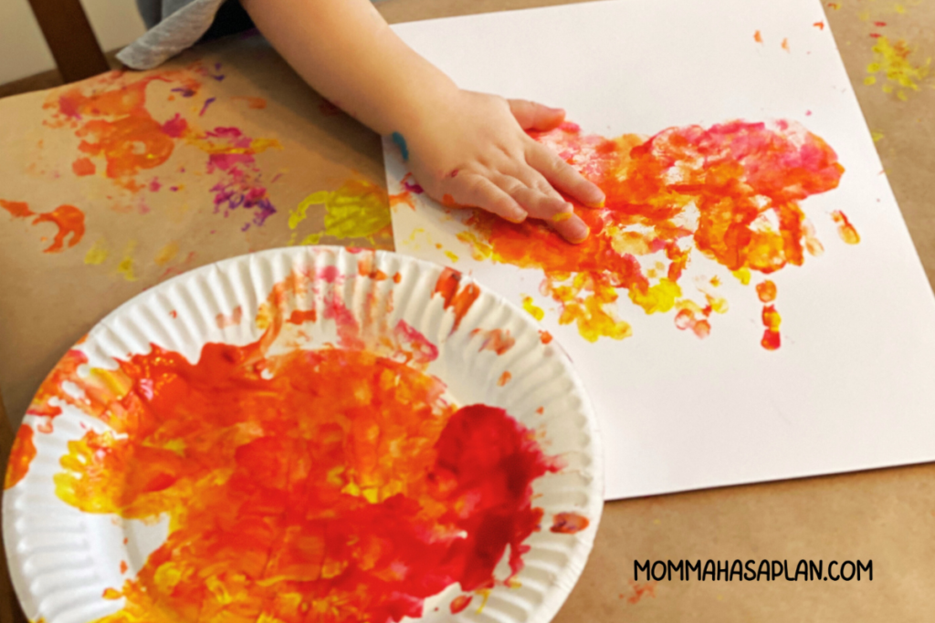 Making handprint art with toddlers