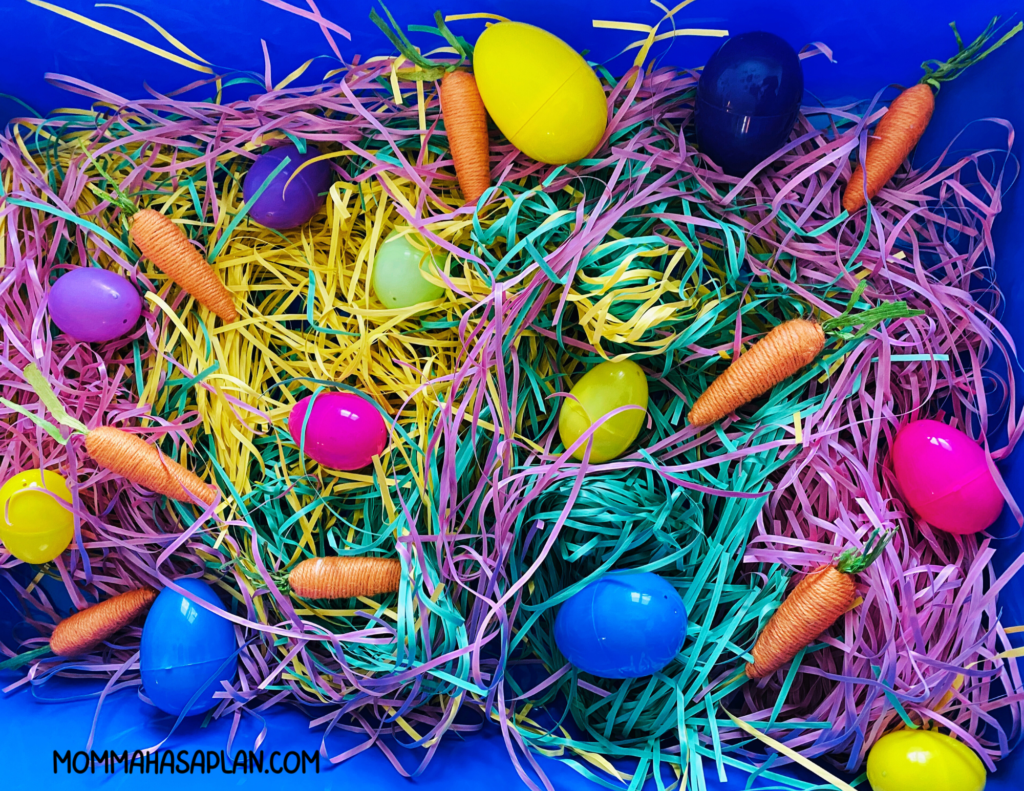 Simple Easter sensory bin for toddlers