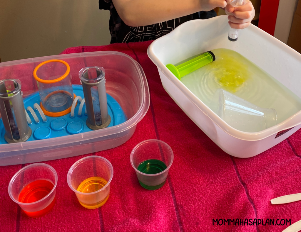 Water play with food coloring 