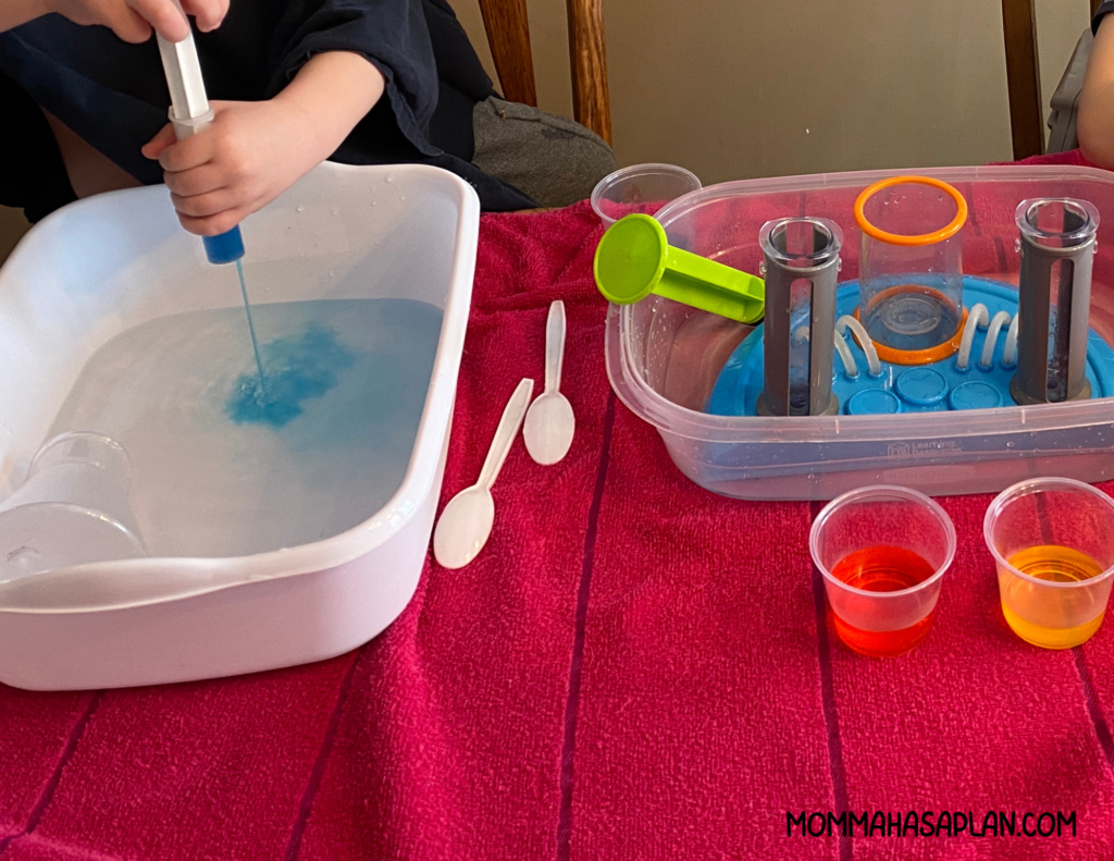Water play with food coloring